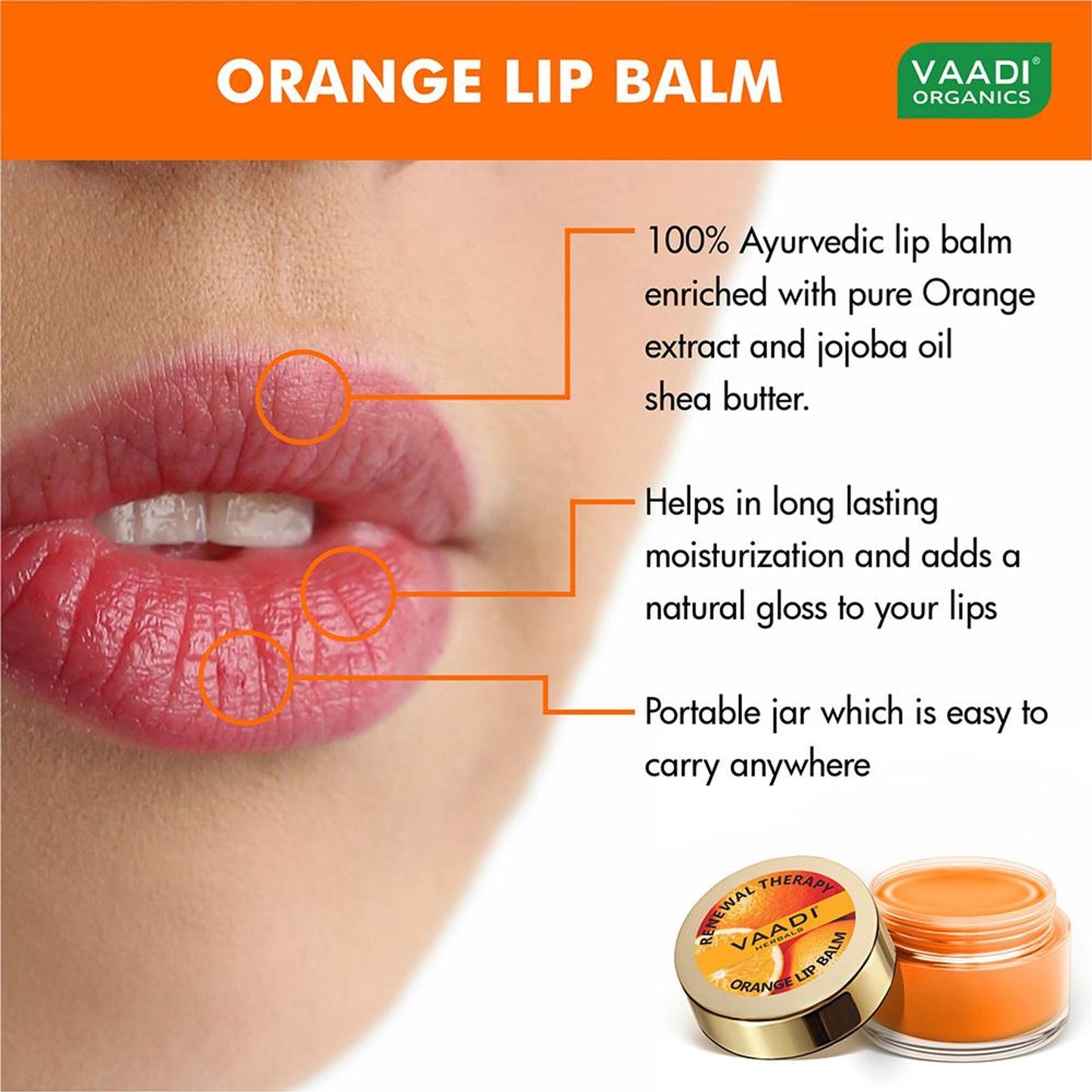 Vaadi Herbals Lip Balm - Orange
