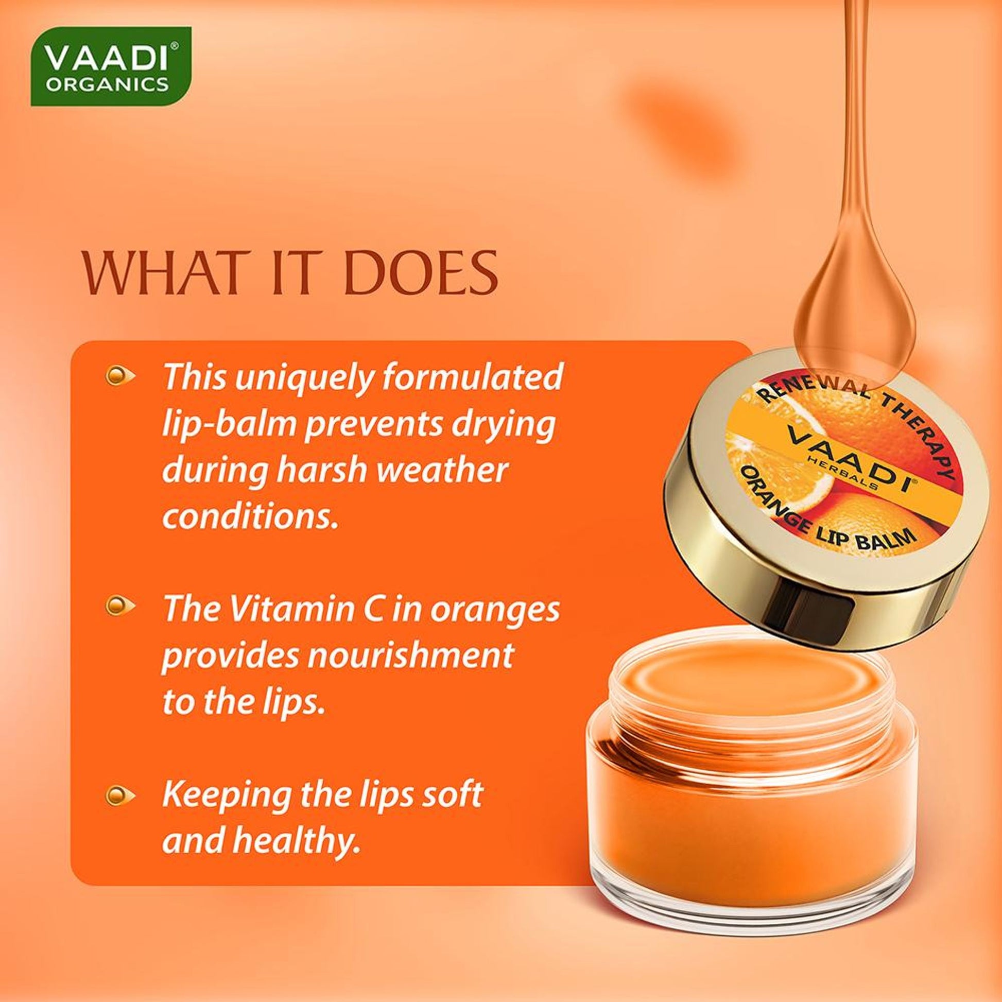 Vaadi Herbals Lip Balm - Orange