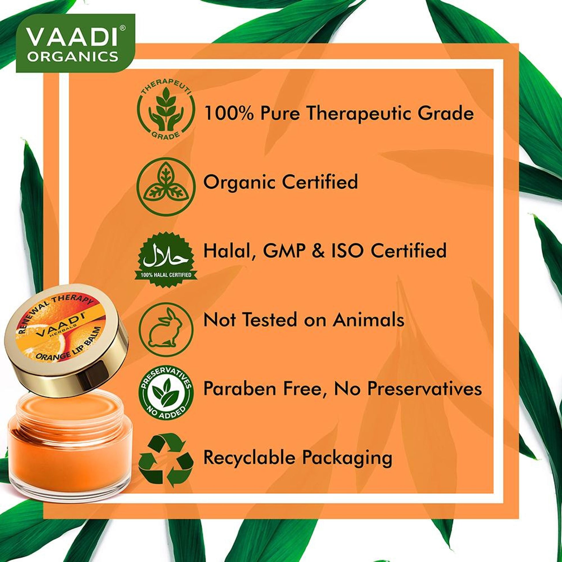 Vaadi Herbals Lip Balm - Orange