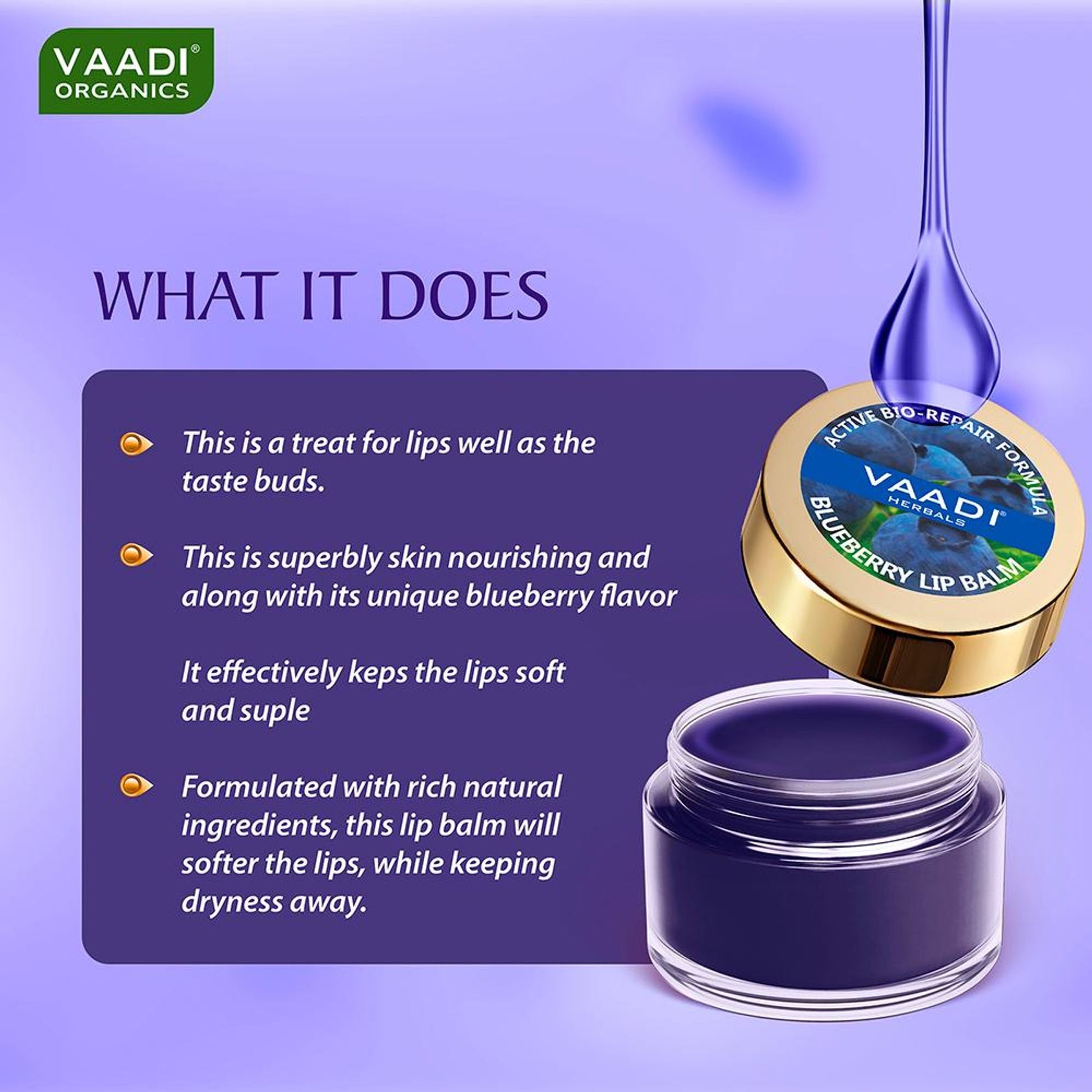Vaadi Herbals Lip Balm - Blueberry