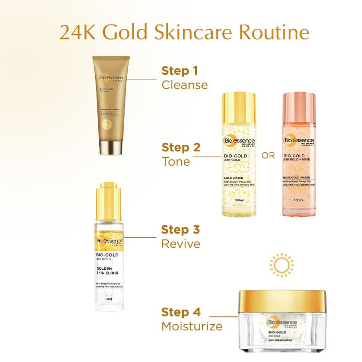 Bio-essence 24K Gold Toner, Pore Tightening, Hyaluronic Acid, Niacinamide & Peptides