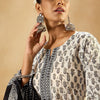 Dhiyona IE Floral Printed Mirror Work Pure Cotton Kurta with Palazzos & With Dupatta