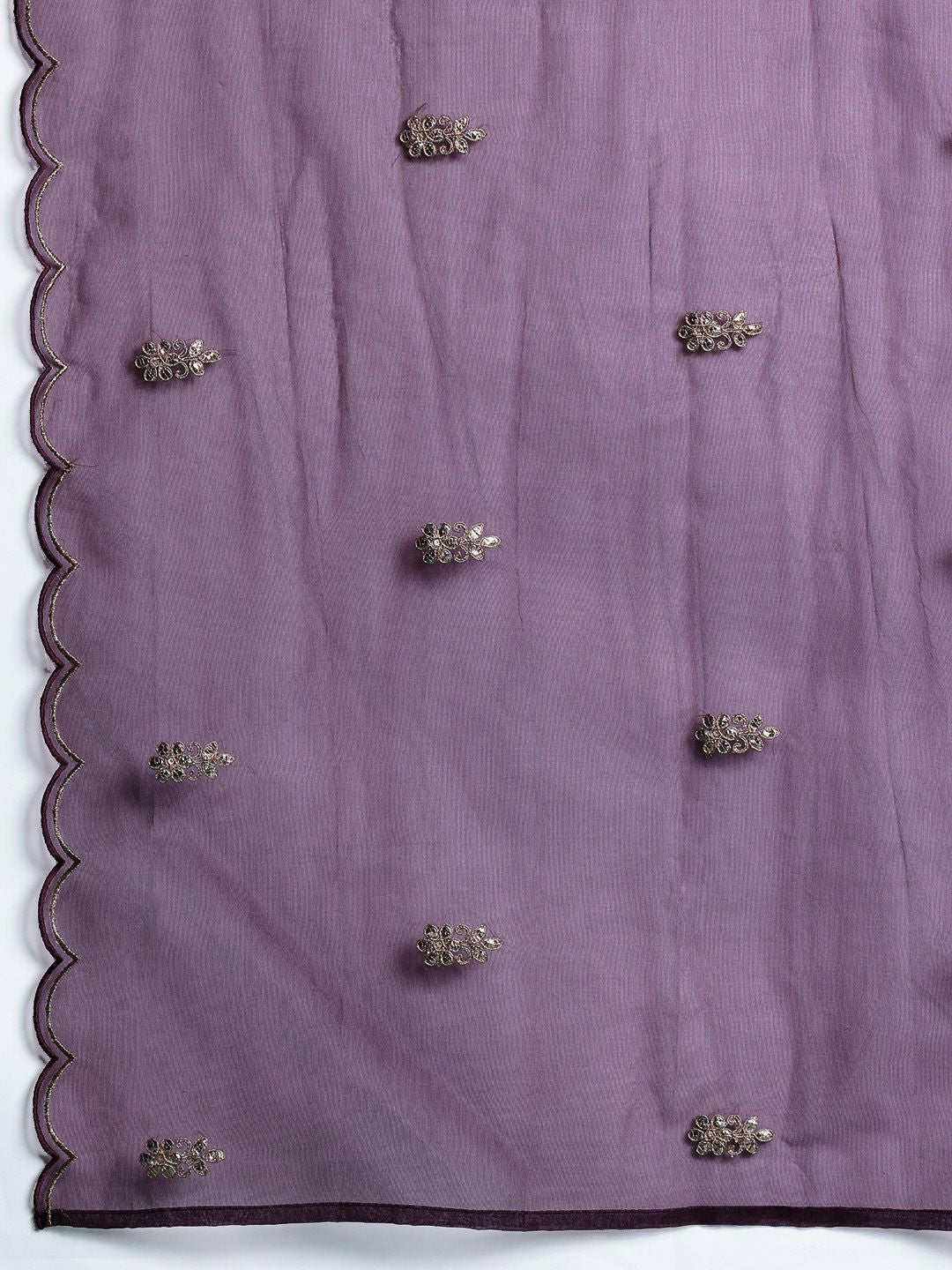Indyancart IE Ethnic Motifs Embroidered Gotta Patti Kurta with Trousers & With Dupatta
