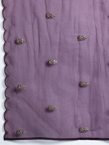 Indyancart IE Ethnic Motifs Embroidered Gotta Patti Kurta with Trousers & With Dupatta