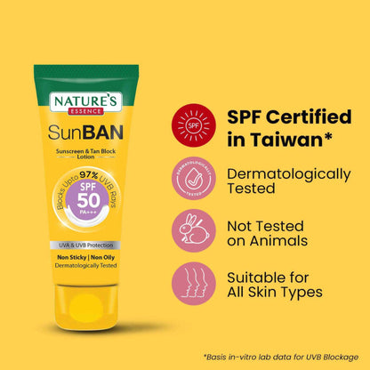 Nature's Essence Sunban Spf 50 Pa+++ Sunscreen & Tan Block Lotion