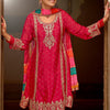 Indyancart IE Floral Embroidered Panelled Mirror Work A-Line Kurta With Palazzos & Dupatta