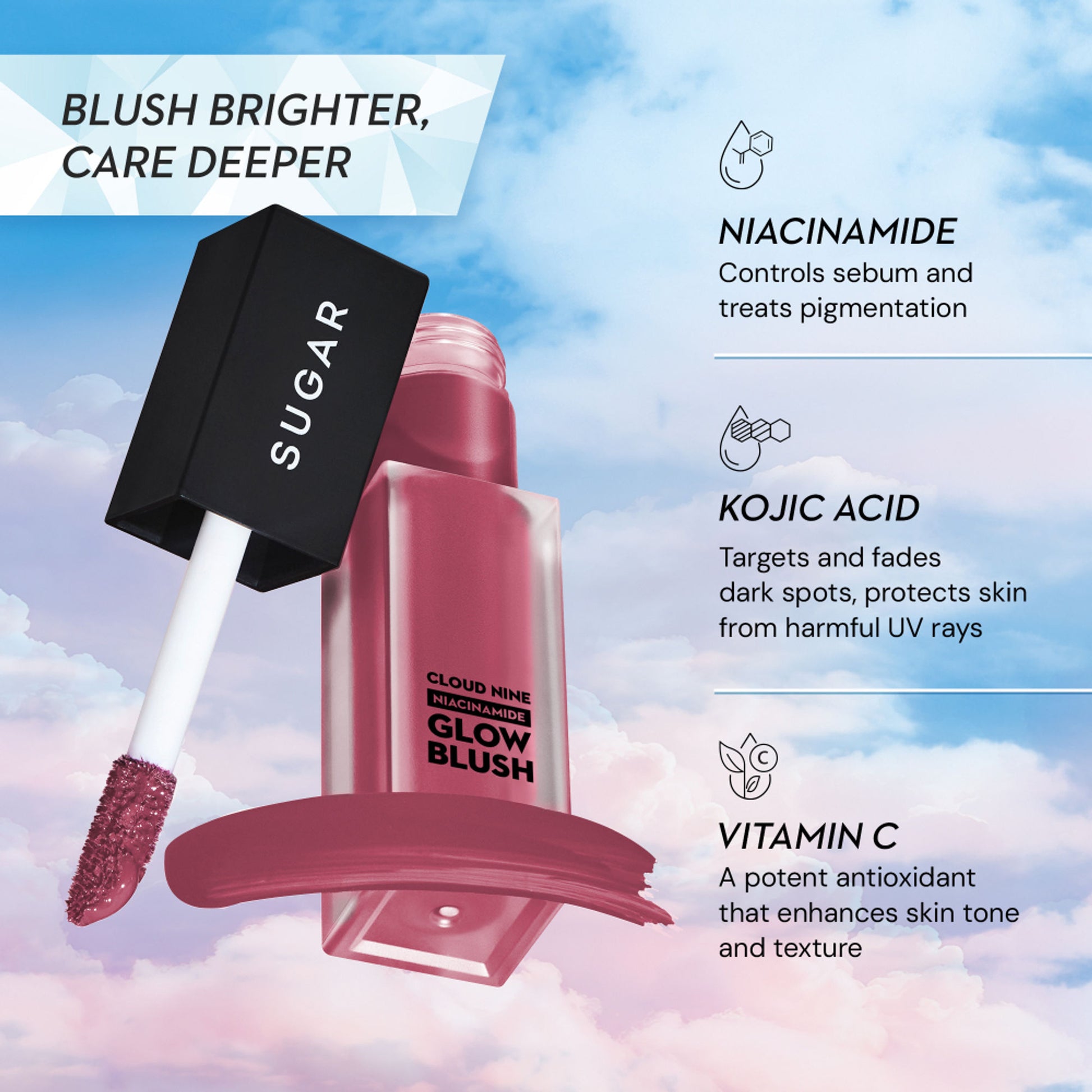 SUGAR Cloud Nine Niacinamide Glow Blush - 01 Bare Magic