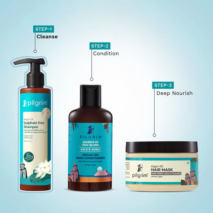 Pilgrim Argan Oil Sulphate Free Shampoo With Korean White Lotus For Shiny & Nourished Hair