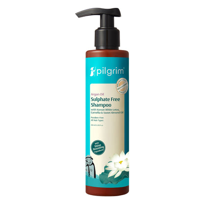 Pilgrim Argan Oil Sulphate Free Shampoo With Korean White Lotus For Shiny & Nourished Hair
