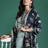 Indyancart IE Floral Embroidered Thread Work Pure Cotton Kurta with Trousers & With Dupatta