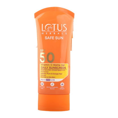 Lotus Herbals SafeSun Vitamin C Matte Gel Daily Sunscreen SPF 50 PA+++ | For All Skin Types