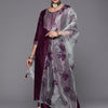 Indyancart IE Floral Yoke Design Kurta With Trousers & Dupatta