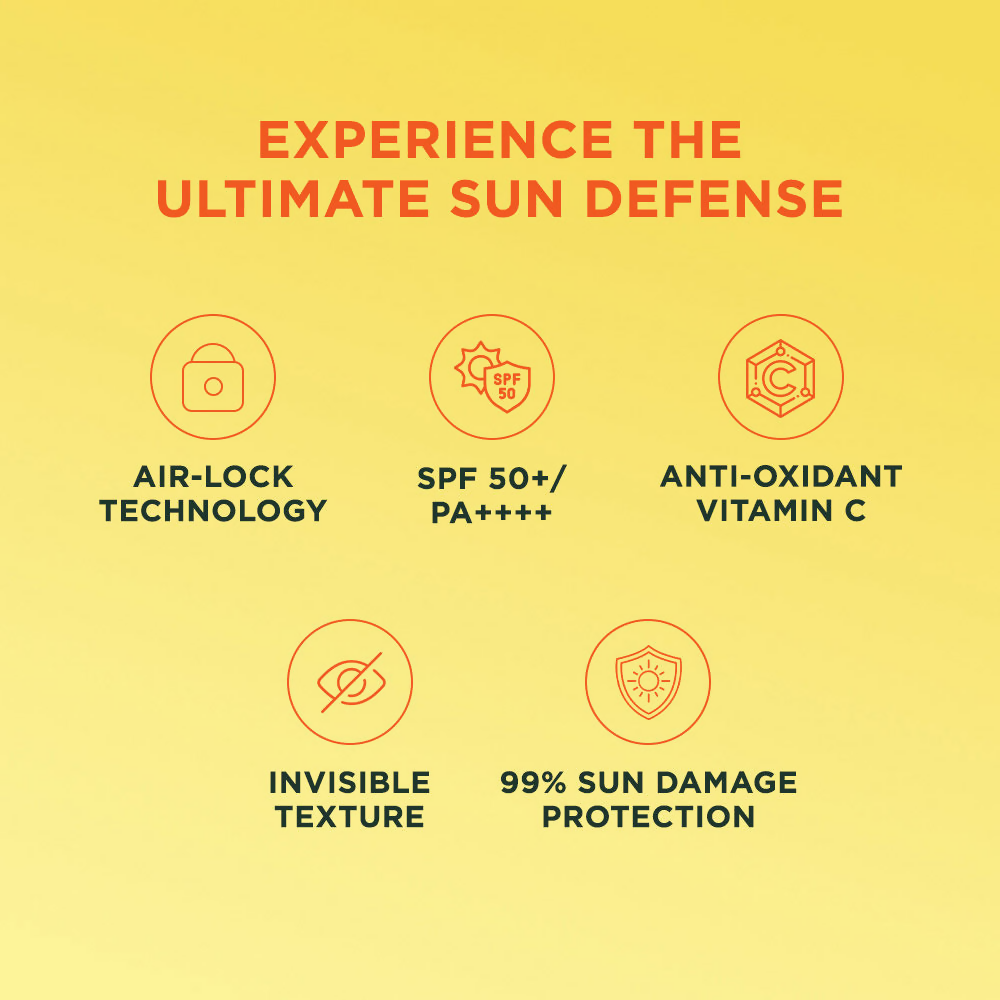 Garnier Super UV Invisible Serum Sunscreen in a pump bottle, showing the clear, lightweight formula for sun protection.