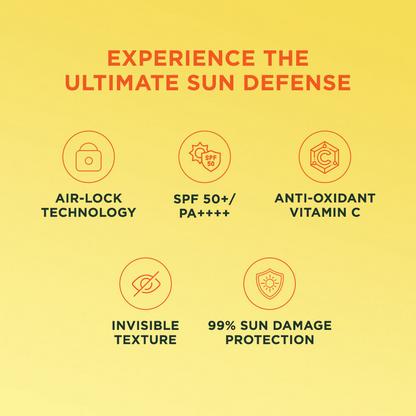 Garnier Super UV Invisible Serum Sunscreen in a pump bottle, showing the clear, lightweight formula for sun protection.