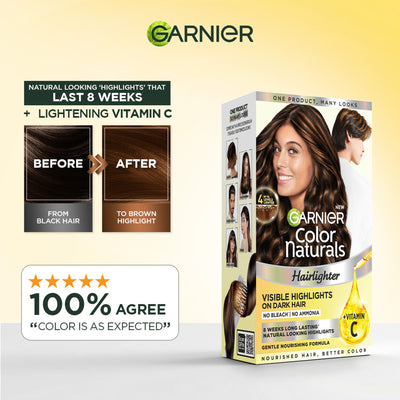Garnier Color Naturals Hairlighter, Visible Highlights On Dark Hair