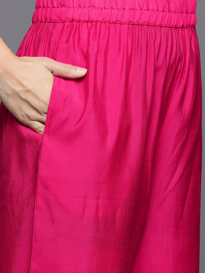 Indyancart VA Women'sEthnic Motifs Yoke Design Gotta Patti Kurta With Trousers & Dupatta