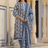 Indyancart VA Women'sEthnic Motifs Printed Regular Thread Work Kurta with Trouser & Dupatta