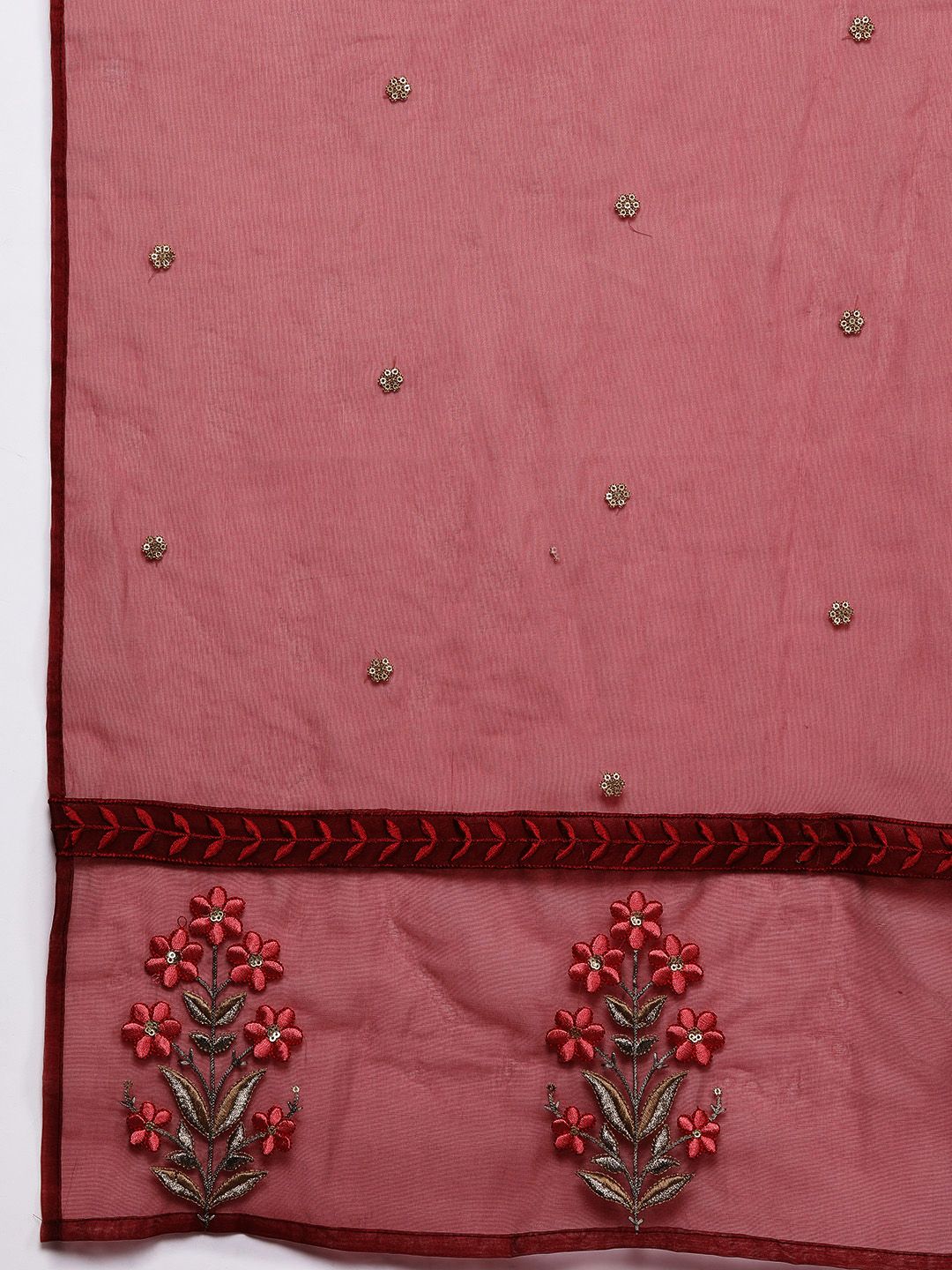 Indyancart IE Floral Embroidered Regular Kurta With Trousers & Dupatta