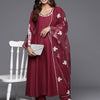 Dhiyona VA Women's Embroidered Thread Work Anarkali Kurta with Trousers & With Dupatta