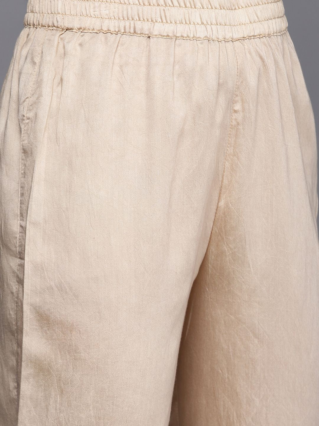 Indyancart VA Women's Beige Sequinned Kurta with Trousers & With Dupatta