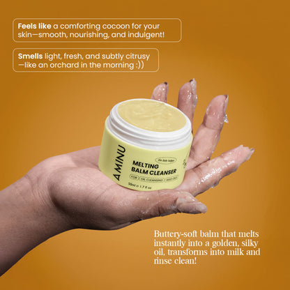 Aminu Melting Balm Cleanser - Oil-based Makeup Remover for Waterproof Makeup & SPF, No Residue