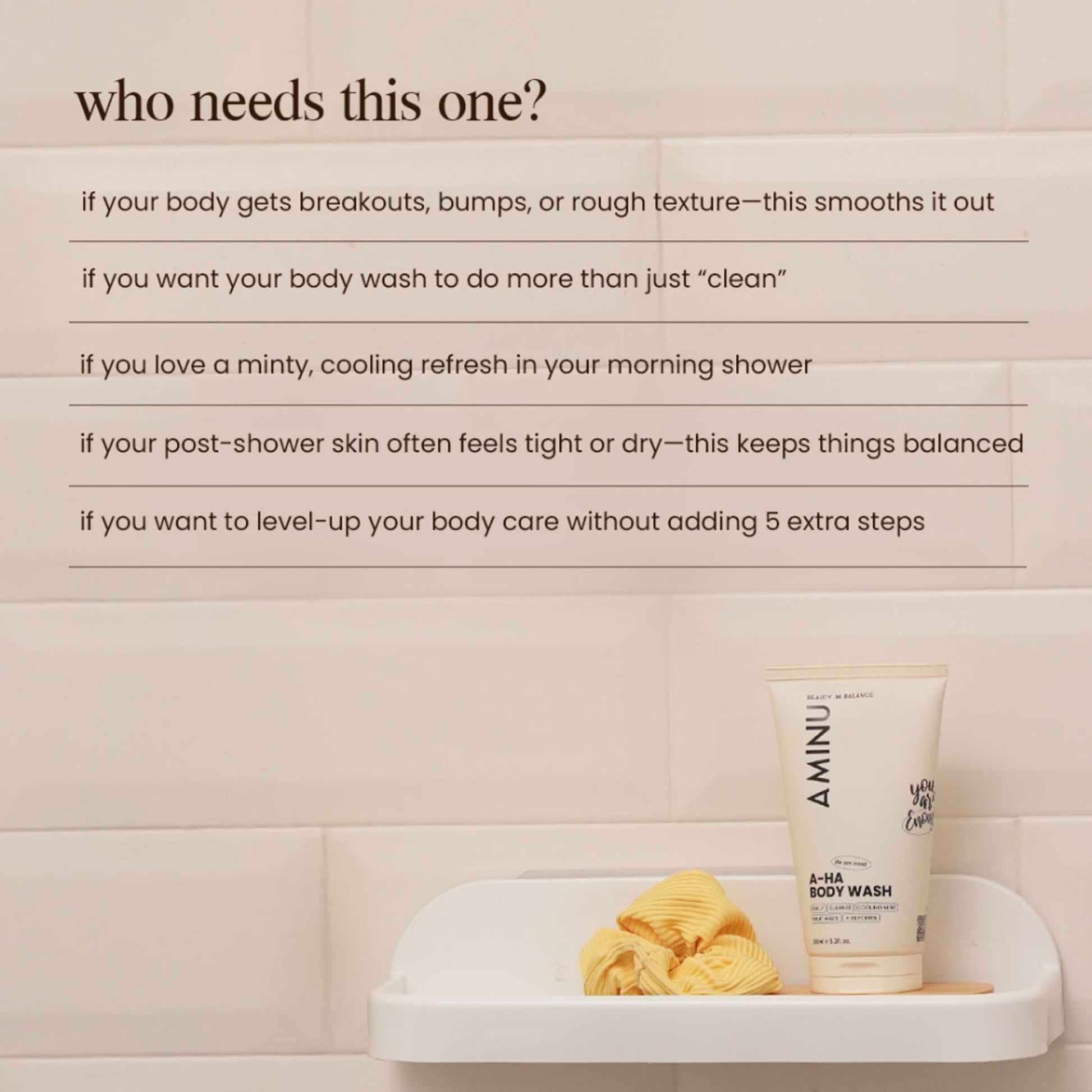 Aminu AHA Body Wash - Exfoliates Rough Texture & Keratosis Pilaris - Charcoal, Glycolic Acid, Mint