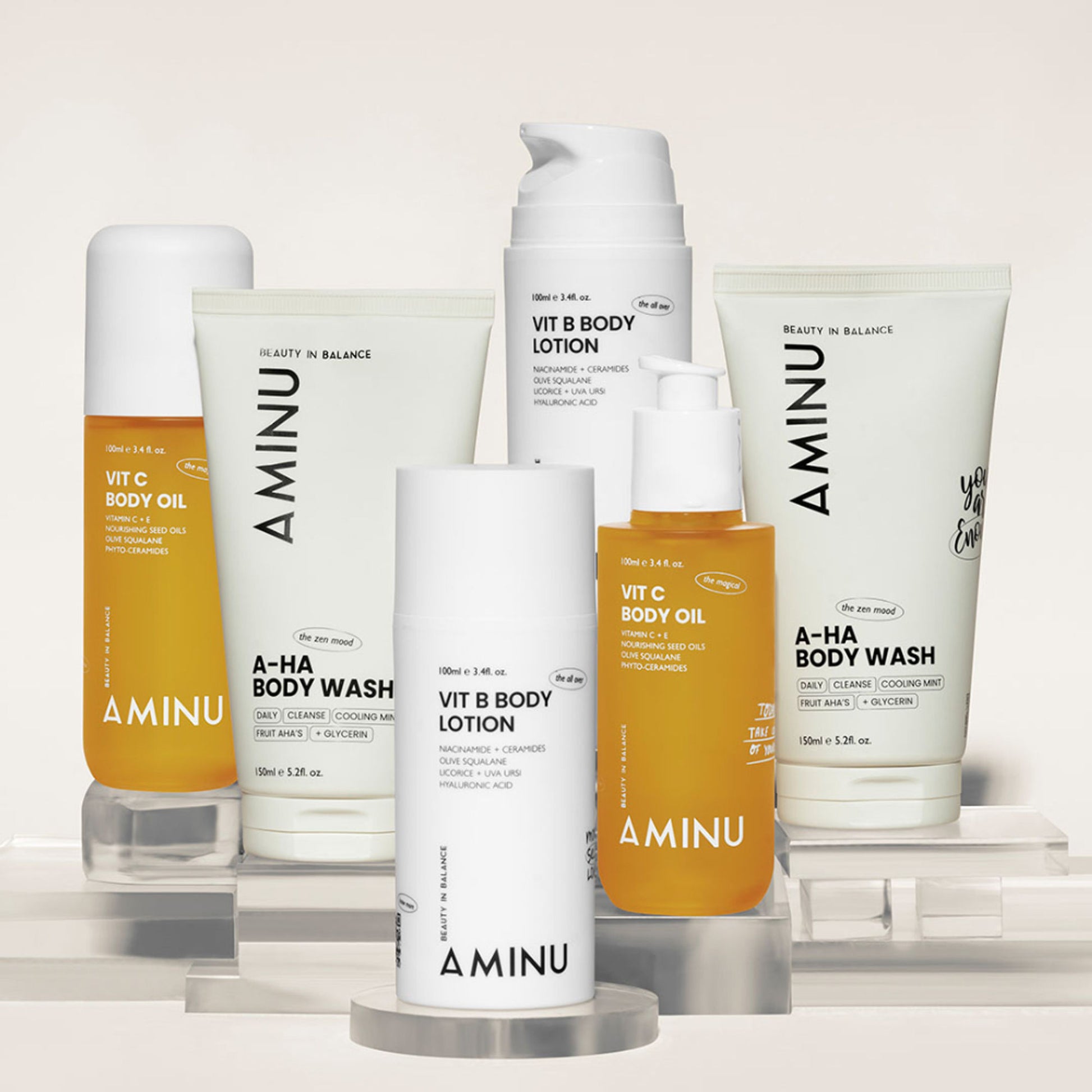 Aminu AHA Body Wash - Exfoliates Rough Texture & Keratosis Pilaris - Charcoal, Glycolic Acid, Mint