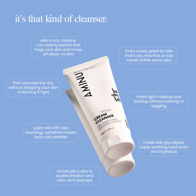 Aminu Cream Cleanser -Dirt,Makeup Remover, Hydrates Dry-Sensitive Skin -Ceramides,Glycerin, Soapfree