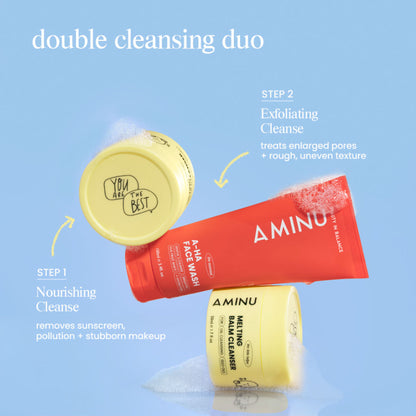 Aminu AHA Face Wash - Cleanser & Exfoliator for Acne, Dark Spots & Blemishes -Glycolic & Lactic Acid