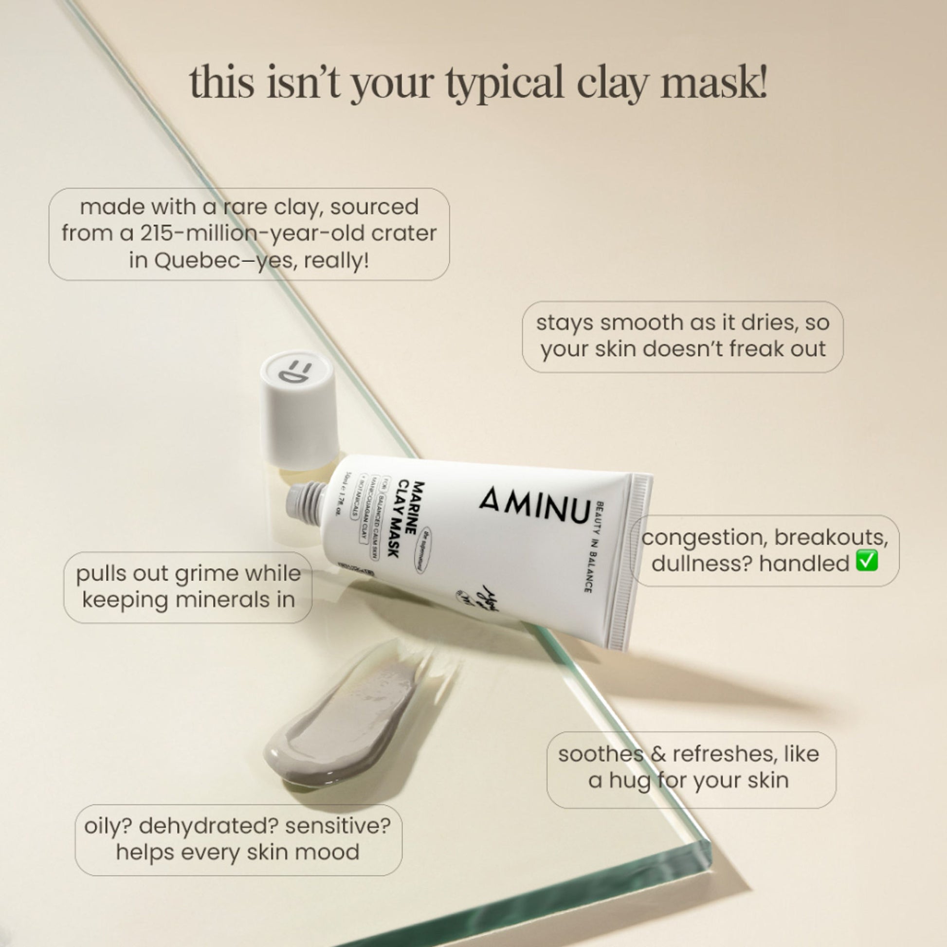 Aminu Marine Clay Mask -Clears Congestion,Calms Redness, Oil-Combination Skin -Licorice, Sea Water