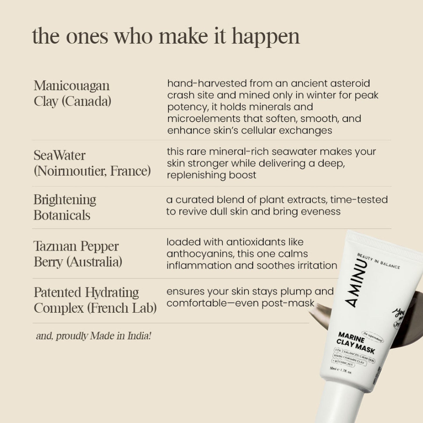 Aminu Marine Clay Mask -Clears Congestion,Calms Redness, Oil-Combination Skin -Licorice, Sea Water