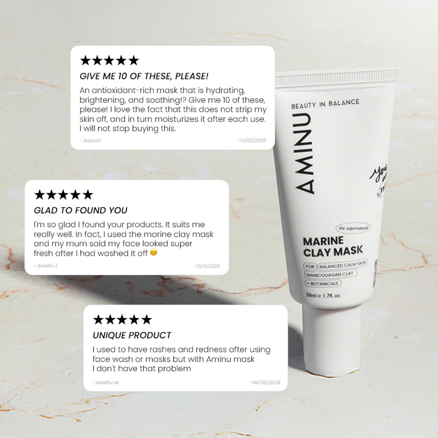 Aminu Marine Clay Mask -Clears Congestion,Calms Redness, Oil-Combination Skin -Licorice, Sea Water
