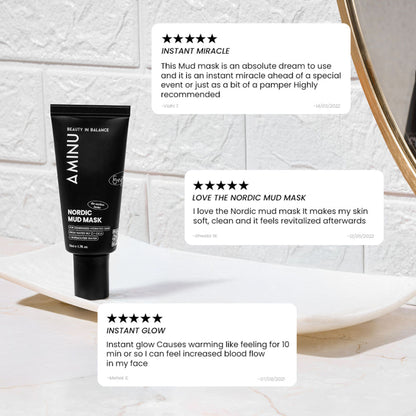 Aminu Nordic Mud Mask -Hydrates, Brightens, Evens Tone -Hyaluronic Acid,CICA, Black Silt