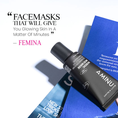 Aminu Nordic Mud Mask -Hydrates, Brightens, Evens Tone -Hyaluronic Acid,CICA, Black Silt