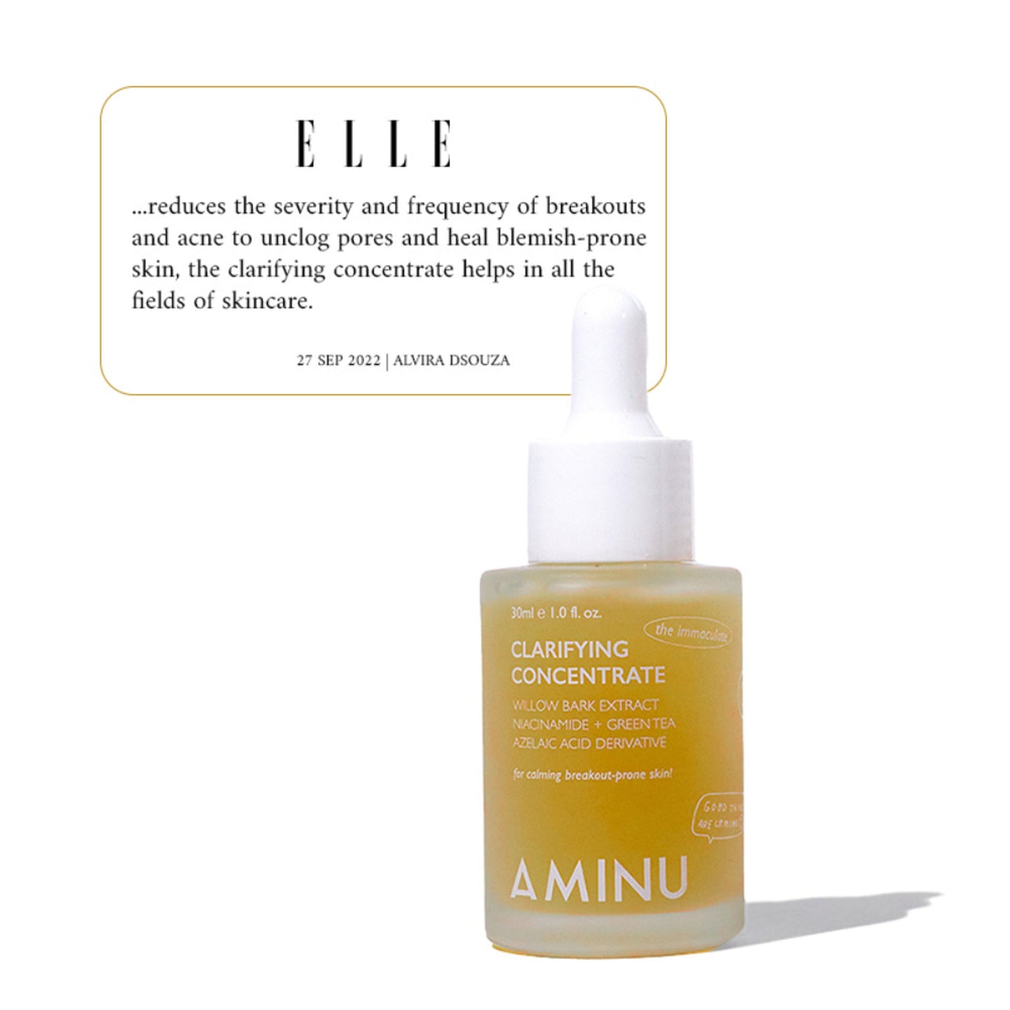 Aminu Clarifying Concentrate -Acne, Breakouts,Redness, Oil Control -Niacinamide, Azelaic, Probiotics