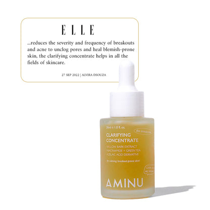 Aminu Clarifying Concentrate -Acne, Breakouts,Redness, Oil Control -Niacinamide, Azelaic, Probiotics