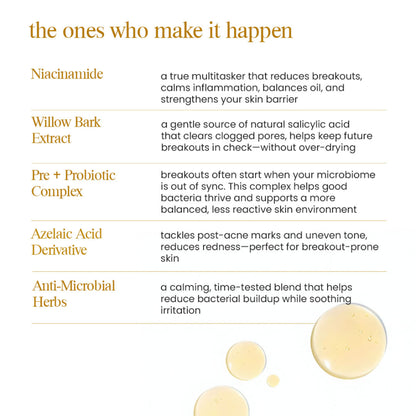 Aminu Clarifying Concentrate -Acne, Breakouts,Redness, Oil Control -Niacinamide, Azelaic, Probiotics