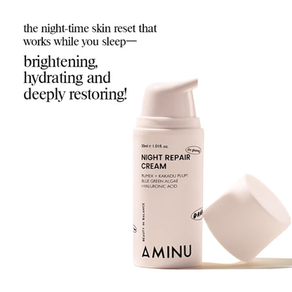 Aminu Night Repair Cream - Pigmentation, Dark Spots & Uneven Tone -Niacinamide, Vitamin C, Bisabolol