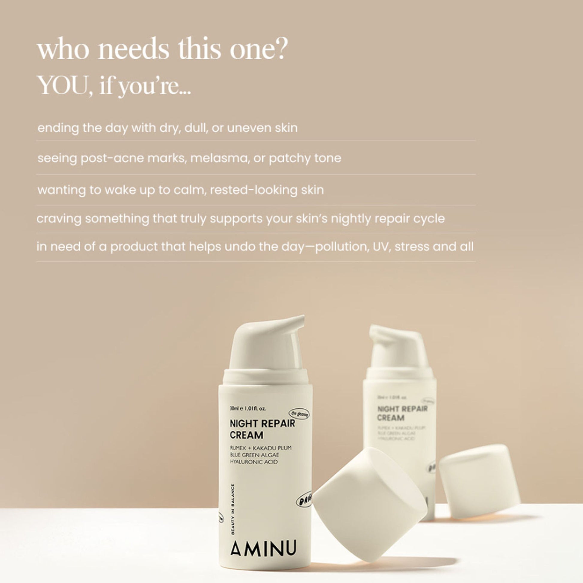 Aminu Night Repair Cream - Pigmentation, Dark Spots & Uneven Tone -Niacinamide, Vitamin C, Bisabolol