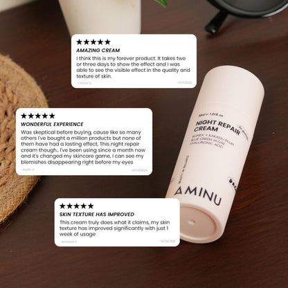 Aminu Night Repair Cream - Pigmentation, Dark Spots & Uneven Tone -Niacinamide, Vitamin C, Bisabolol