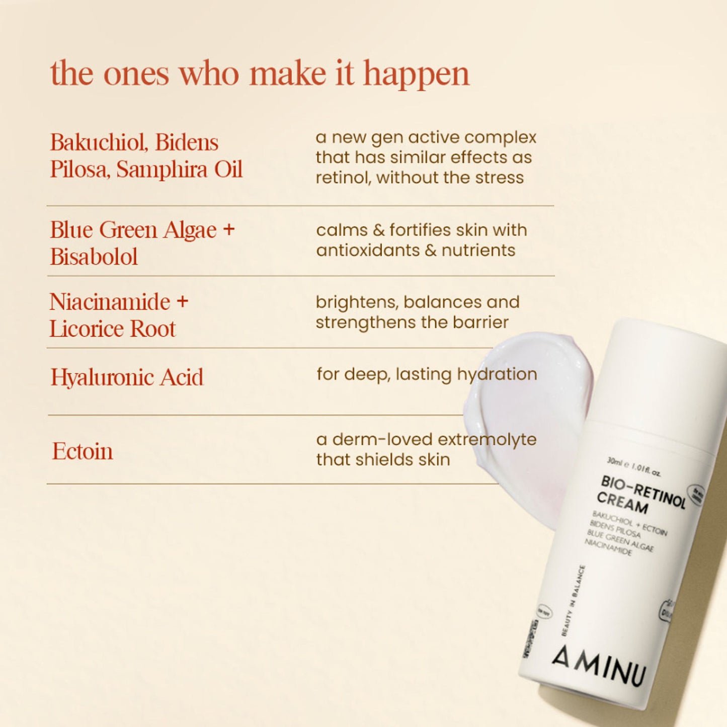 Aminu BioRetinol Cream - Collagen Boost, Barrier Repair, Anti Ageing - Bakuchiol, Plant Retinols