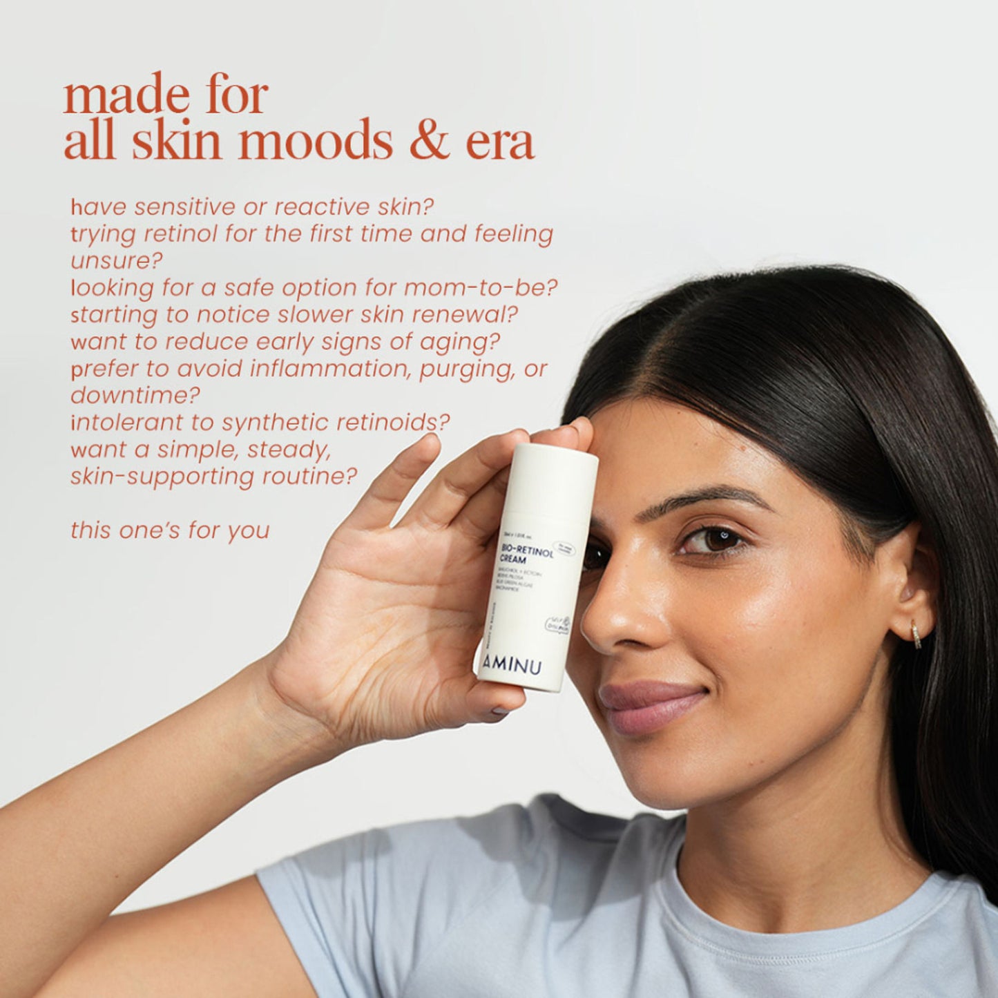 Aminu BioRetinol Cream - Collagen Boost, Barrier Repair, Anti Ageing - Bakuchiol, Plant Retinols