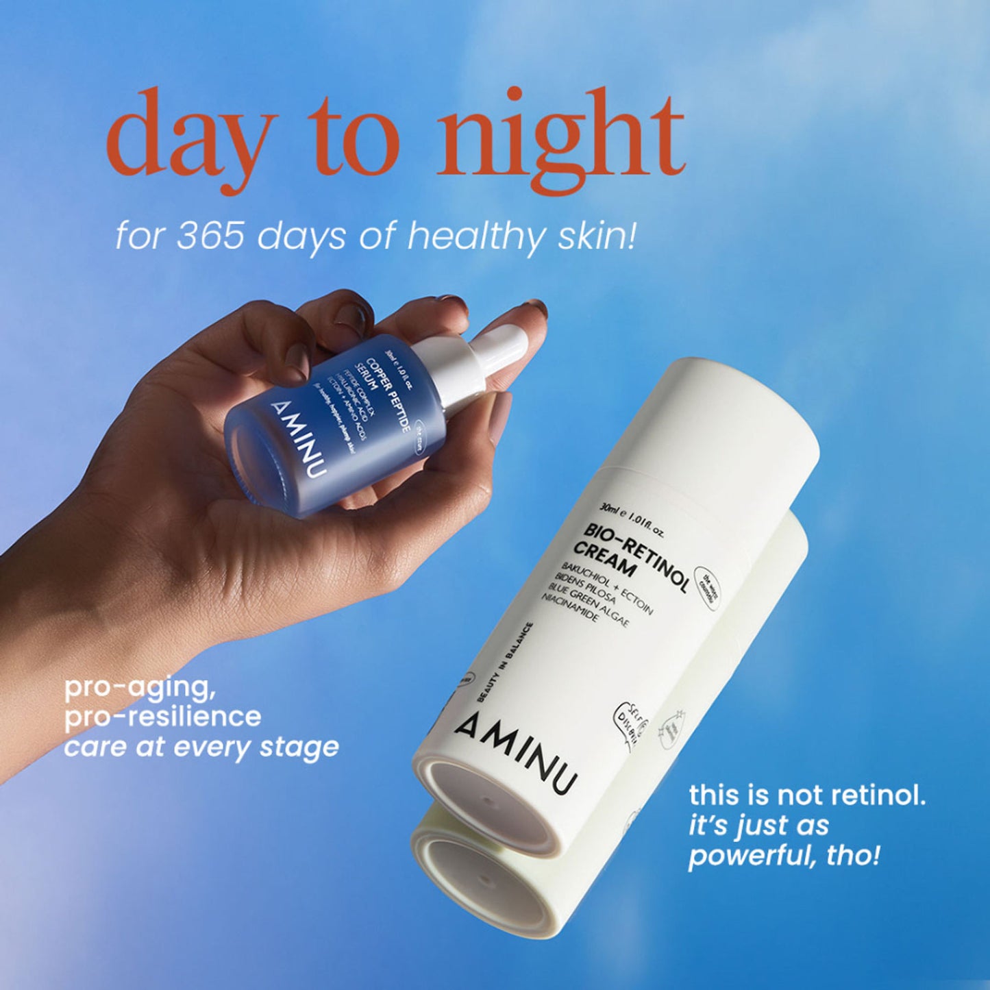 Aminu BioRetinol Cream - Collagen Boost, Barrier Repair, Anti Ageing - Bakuchiol, Plant Retinols