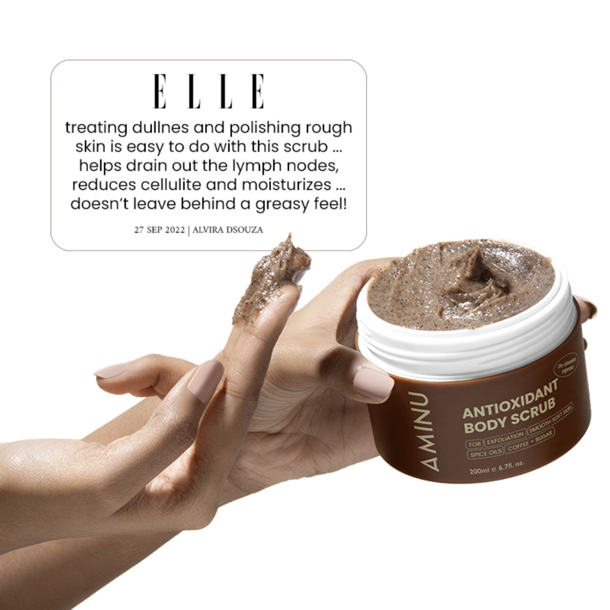 Aminu Antioxidant Body Scrub -Evens Tone, Boosts Circulation, Reduces Cellulite -Coffee, Brown Sugar