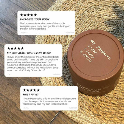 Aminu Antioxidant Body Scrub -Evens Tone, Boosts Circulation, Reduces Cellulite -Coffee, Brown Sugar
