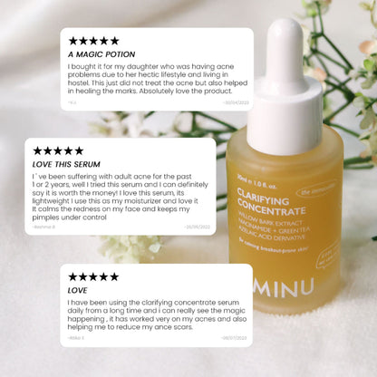 Aminu Clarifying Concentrate -Acne, Breakouts,Redness, Oil Control -Niacinamide, Azelaic, Probiotics