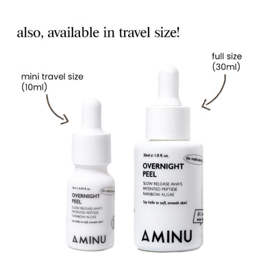 Aminu Overnight Peel -Leave-on Exfoliant, Fades Dark Spots, Lightweight -Peptides, Lamellar Gel Tech