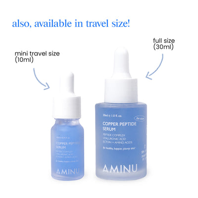 Aminu Copper Peptide Serum - Collagen Boost, Plump, Firm, Anti Aging -Ectoin, Cu GHK, Argireline