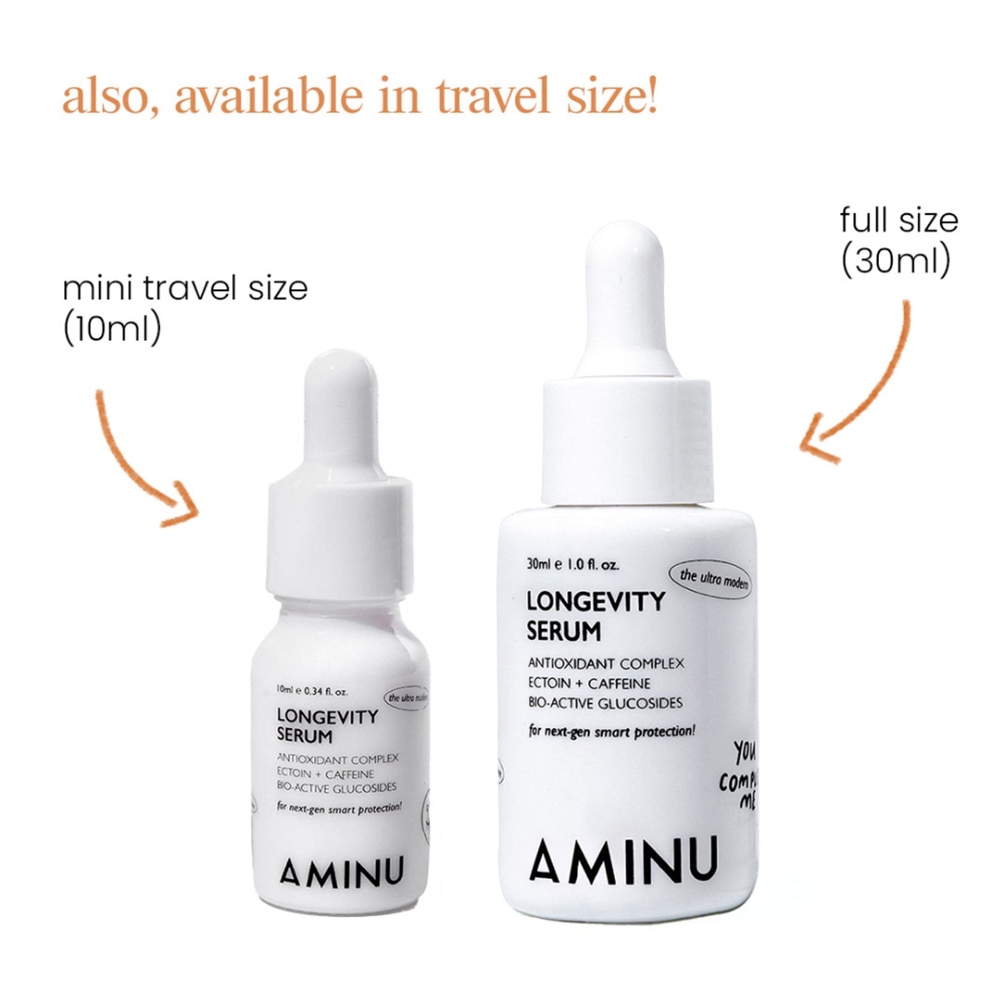 Aminu Longevity Serum Skin Defense-Recovery, Barrier Repair, -NAD+, Caffeine, Hyaluronic Acid, VitC