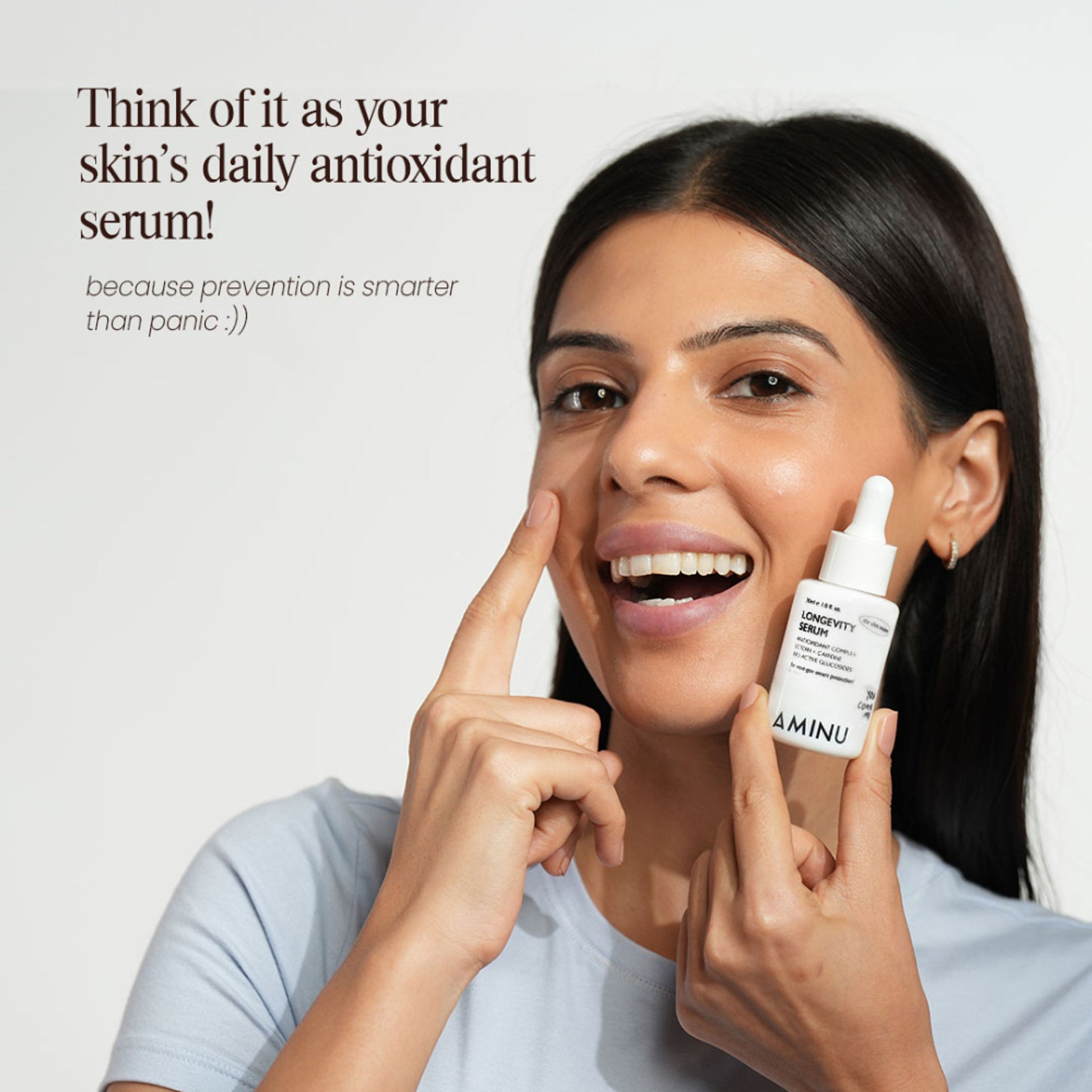 Aminu Longevity Serum Skin Defense-Recovery, Barrier Repair, -NAD+, Caffeine, Hyaluronic Acid, VitC